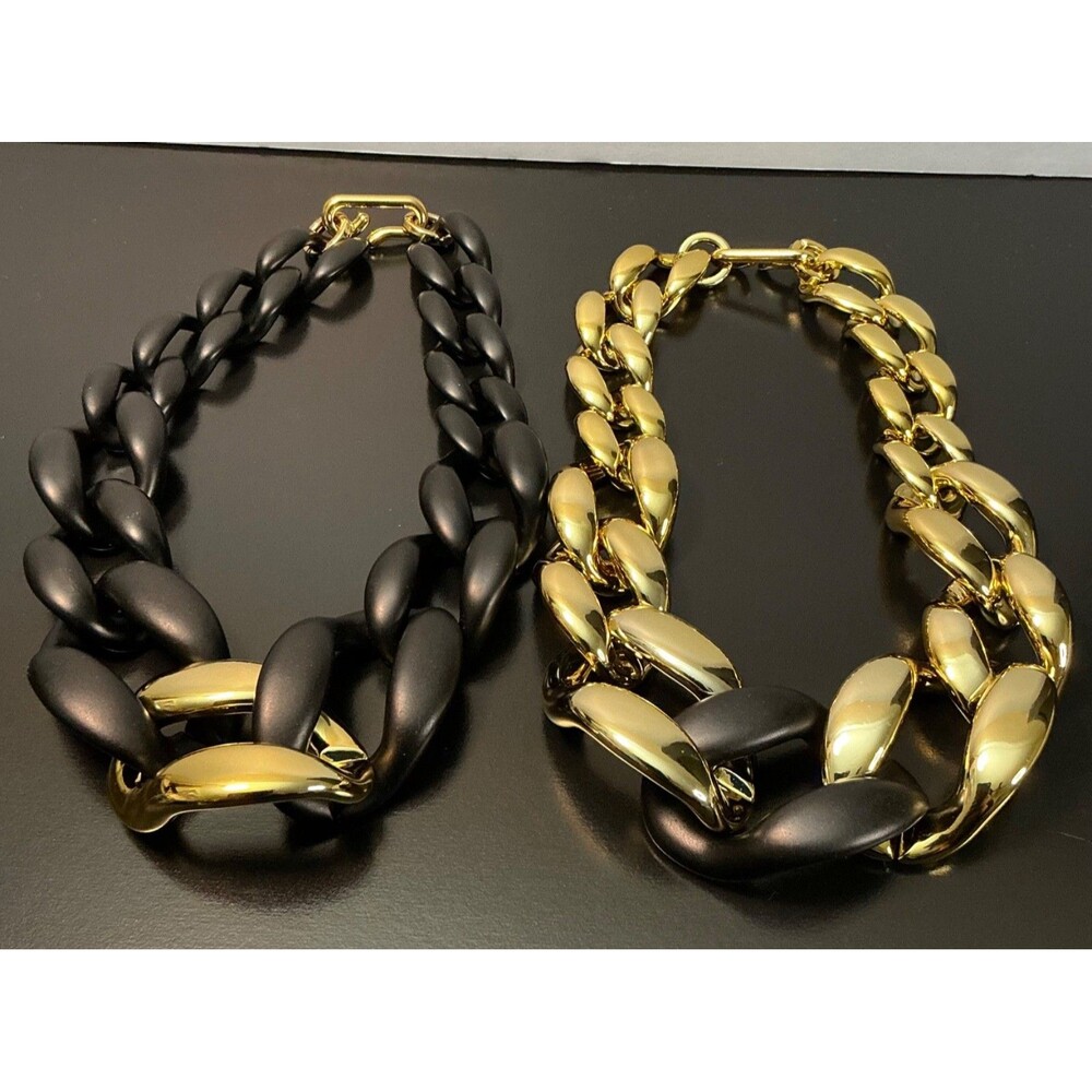 New Black Gold Chunky Necklace Mom Women Teen Jewelry Large Cuban Link Chain 18”